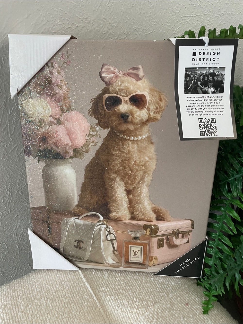 District Pink and Cream Poodle Pet Canvas
